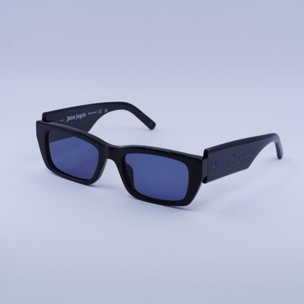 Palm Angels PERI002 PALM 1045 Sunglasses Black Rectangle Frame, Blue Lenses